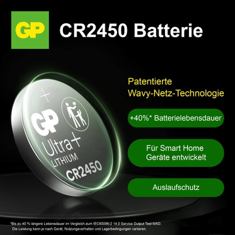 GP Gombelem CR 2450 3 V 2 db 540 mAh Li-MnO2 GP Ultra Plus Batterie Lithium Lithium Knopfzelle CR245 4. kép