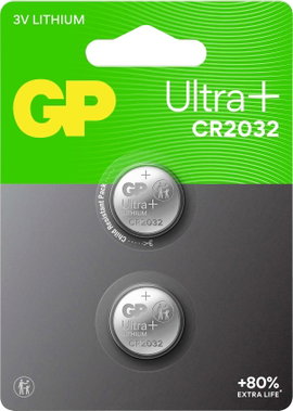 GP Gombelem CR 2032 3 V 2 db 220 mAh Li-MnO2 GP Ultra Plus Batterie Lithium Knopfzelle CR2032 2 Stüc