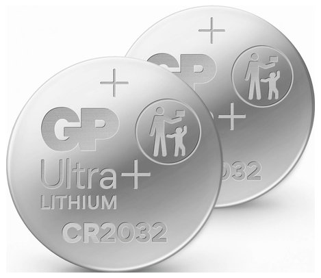 GP Gombelem CR 2032 3 V 2 db 220 mAh Li-MnO2 GP Ultra Plus Batterie Lithium Knopfzelle CR2032 2 Stüc 3. kép