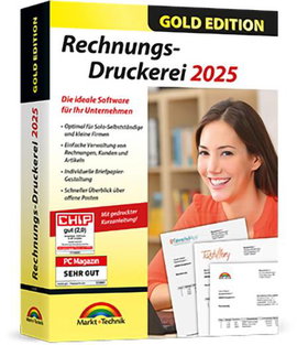 Markt & Technik Rechnungsdruckerei 2025 Gold Edition Teljes verzió, 1 licensz Windows Üzleti szoftve