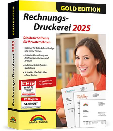 Markt & Technik Rechnungsdruckerei 2025 Gold Edition Teljes verzió, 1 licensz Windows Üzleti szoftve