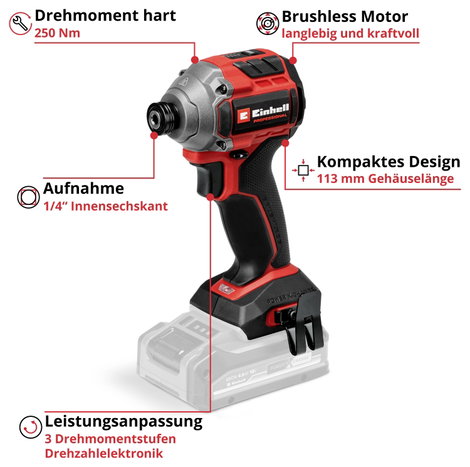 Einhell Professional TP-CI 18/250-C Li BL - Solo 4510095 Akkus ütvecsavarozó Vele szállított akkuk s 4. kép