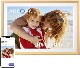 Arzopa D14 Digitális képkeret 35.6 cm 14 coll EEK: A (A - G) 1920 x 1200 Pixel 32 GB Sárgás arany