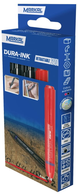 Markal DURA-INK RETRACTABLE 22252 Permanent marker Piros, Fekete Vízálló: Igen