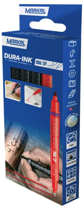 Markal DURA-INK DUAL TIP 22271 Permanent marker Piros, Fekete Vízálló: Igen