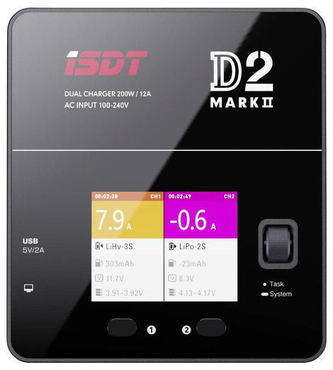 ISDT D-2 MARK2 Modell multifunkciós töltő 12 A LiPolimer, Lítiumion, LiFePO, LiHV, NiMH, NiCd, Ólom
