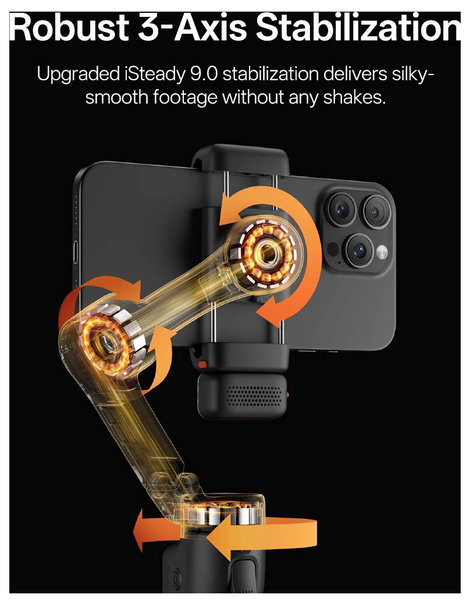 Hohem iSteady V3 Ultra BLK Elekgromos gimbal 1/4 col Fekete Bluetooth, Beépített akku, Beépített áll 10. kép