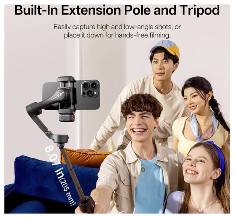 Hohem iSteady V3 Ultra BLK Elekgromos gimbal 1/4 col Fekete Bluetooth, Beépített akku, Beépített áll 9. kép