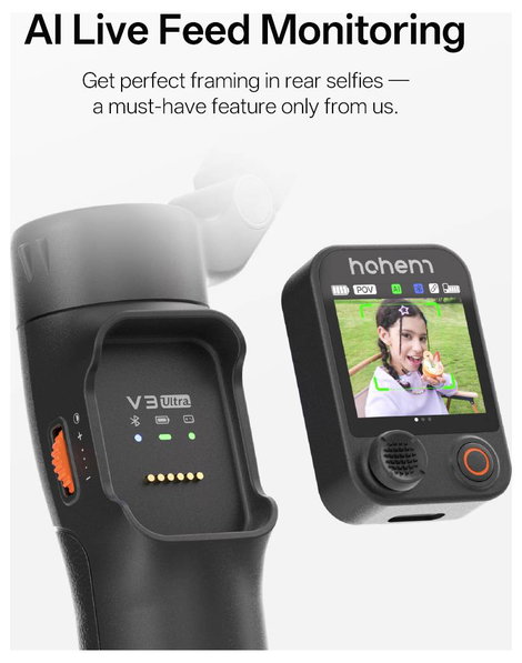 Hohem iSteady V3 Ultra WTH Elekgromos gimbal 1/4 col Fehér Bluetooth, Beépített akku, Beépített állv 7. kép