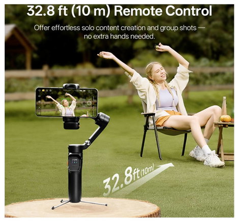 Hohem iSteady V3 Ultra WTH Elekgromos gimbal 1/4 col Fehér Bluetooth, Beépített akku, Beépített állv 8. kép