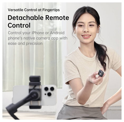 Hohem V3 BLK Elekgromos gimbal 1/4 col Fekete Bluetooth, Beépített akku, Beépített állvány, Okostele 10. kép