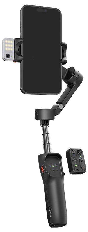 Hohem V3 BLK Elekgromos gimbal 1/4 col Fekete Bluetooth, Beépített akku, Beépített állvány, Okostele 2. kép