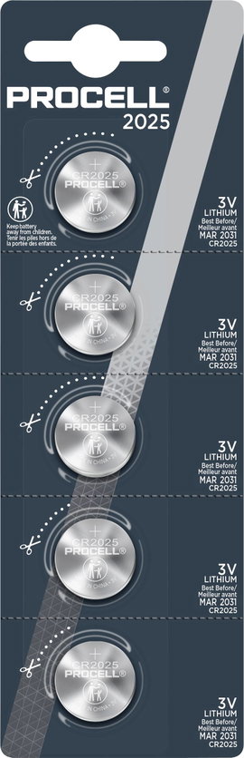 PROCELL Gombelem CR 2025 3.0 V 5 db 165 Lítium