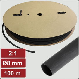 Electronic Garage EG25CA005 Zsugorcső ragasztó nélkül Fekete 8 mm 4 mm Zsugorodási arány:2:1 100 m