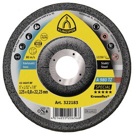 Klingspor A 980 TZ Special 322183 Vágótárcsa, hajlított 125 mm 25 db Nemesacél, Acél, Nem vastartalm