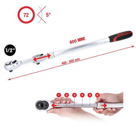 KS Tools 914.1205 914.1205 Átváltó racsni 1/2 600.0 mm 2. kép
