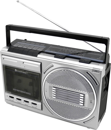 soundmaster Kazettás rádió FM, AM Kazetta, USB, URH, MW, KW, Bluetooth®, AUX Fekete, Ezüst