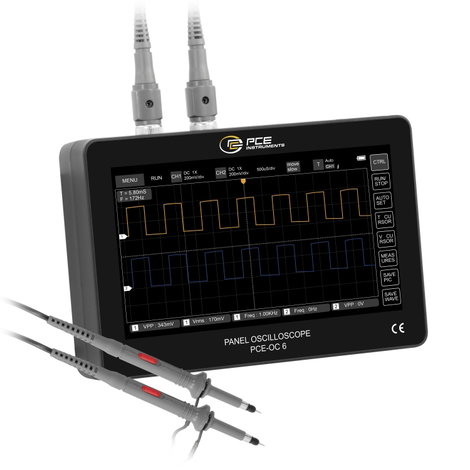 PCE Instruments PCE-OC 6 Digitális oszcilloszkóp 100 MHz 1 GSa/mp 30 kpts 240000 bit Kézi készülék 1