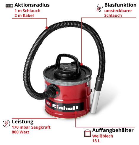 Einhell TC-AV 1830 D 2351662 Hamu szívó 18 l 3. kép