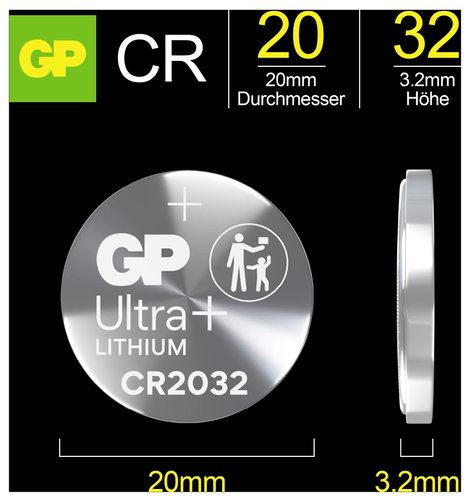 GP Gombelem CR 2032 3 V 10 db 240 mAh Li-MnO2 GP Ultra Plus Batterie Lithium Knopfzelle CR2032 10 St 12. kép