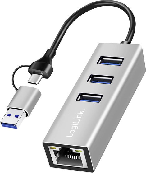 LogiLink UA0440 Hálózati adapter/hub 5 GBit/s USB-C® (USB 3.2 Gen 1)