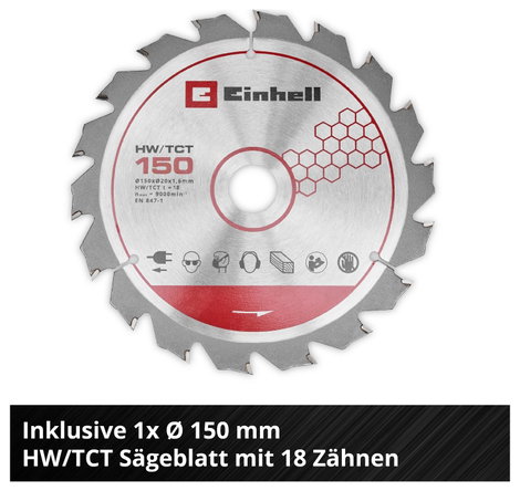 Einhell TE-CS 18/150-2 Li - Solo Akkus kézi körfűrész Vágási mélység max. (90°) 49 mm 18 V 6. kép