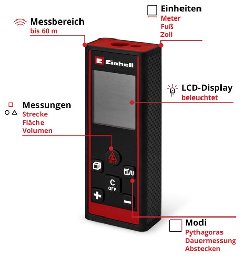 Einhell TC-LD 60 R Lézeres távolságmérő 60 m 3. kép