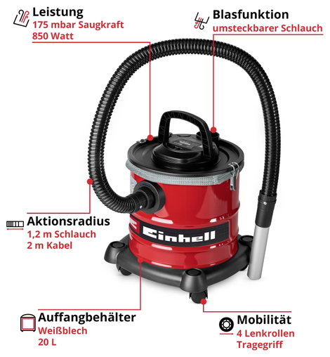 Einhell TC-AV 2032 DW 2351667 Hamu szívó 20 l 3. kép