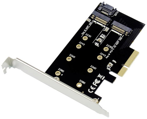 Conceptronic EMRICK 2-in-1-M.2-SSD-PCIe-Adapter SATA AHCI NVMe PCI Express kártya PCIe 2. kép