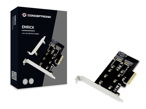 Conceptronic EMRICK 2-in-1-M.2-SSD-PCIe-Adapter SATA AHCI NVMe PCI Express kártya PCIe 4. kép