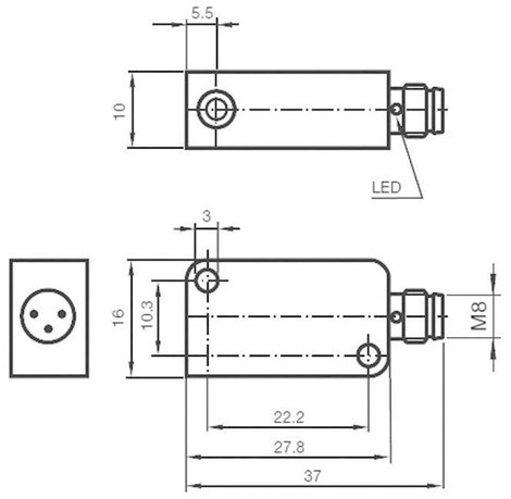 Induktív közelítés érzékelő, kapcsolási távolság: 2 mm, Pepperl & Fuchs NBB2-V3-E2-V3 2. kép