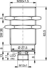 Induktív közelítés kapcsoló (-érzékelő) M30, kapcsolási távolság: 10 mm, Contrinex DW-AS-603-M30-002 2. kép