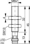 Induktív közelítés kapcsoló M8, kapcsolási távolság: 2 mm, Contrinex DW-AS-623-M8-001 2. kép