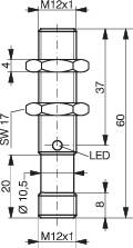 Induktív közelítés kapcsoló (-érzékelő) M12, kapcsolási távolság: 6 mm, Contrinex DW-AS-503-M12 2. kép