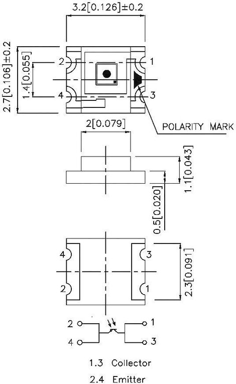 SMD környezeti fény érzékelő, Kingbright KPS-3227SP1C 2. kép