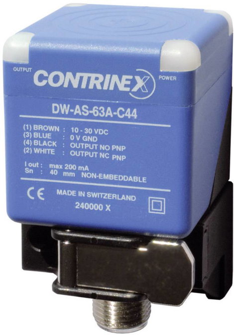 Induktív közelítés érzékelő 40 x 40 mm, kapcsolási távolság: 20 mm, Contrinex DW-AS-62A-C44