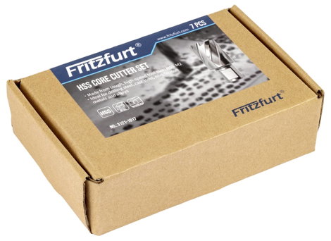 FRITZFURT 3121-1017 Magfúró készlet 7 részes 14 mm, 16 mm, 18 mm, 20 mm, 22 mm, 24 mm Kemény edzett 7. kép