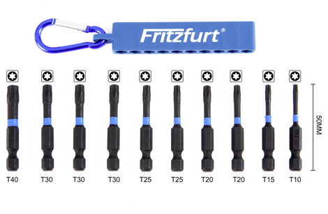 FRITZFURT 6100-3010 Bit készlet 10 részes T profil Tartó funkció 2. kép