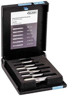 Völkel 47008 Menetvágó készlet HSS-G Metrikus M6 x 1, M8 x 1, M10 x 1, M10 x 1.25, G1/8, G1/4