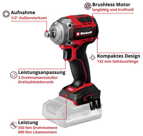 Einhell Professional TP-CW 18/350-C Li BL - Solo 4510055 Akkus ütvecsavarozó 18 V Vele szállított ak 3. kép