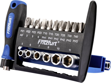 FRITZFURT 6100-3032 Bit készlet 28 részes Bit tartó csavarhúzóval