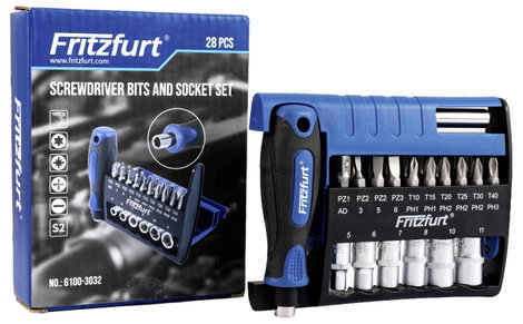 FRITZFURT 6100-3032 Bit készlet 28 részes Bit tartó csavarhúzóval 3. kép