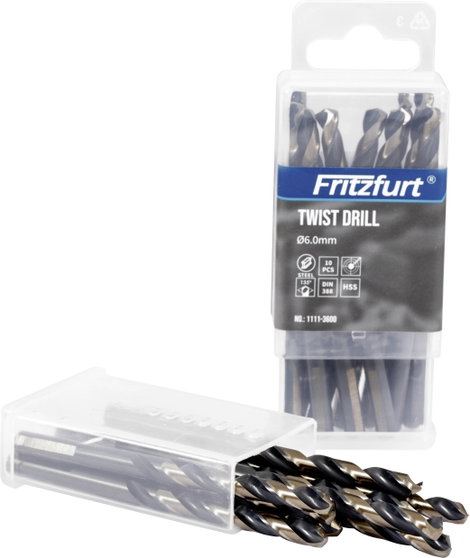 FRITZFURT 1111-3320 Fém spirálfúró 10 részes 3.2 mm Teljes hossz 65 mm Korrózióálló DIN 338 Hengeres