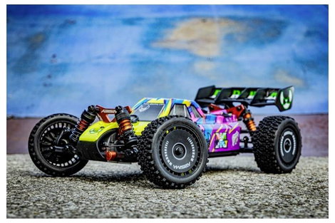 Absima 1:12 EP Buggy Neon Furry 4WD BL RTR Lila Brushless 1:12 RC modellautó Elektro Buggy 4WD RtR 2 3. kép
