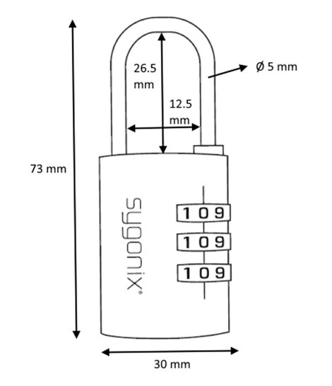 Sygonix SY-6932310 Függő lakat 30 mm 3-Digit Titánszürke Számkódos zár 4. kép