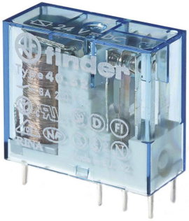 Dugaszolható-/nyák relé 24 V/DC 2 váltó, 8 A 250 V/AC 30 V/DC 2000 VA, Finder 40.52.9.024.0000