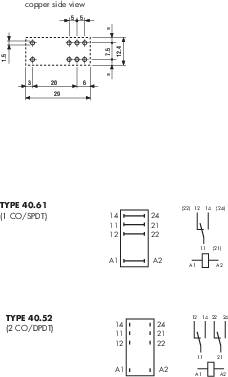 Dugaszolható-/nyák relé 24 V/DC 2 váltó, 8 A 250 V/AC 30 V/DC 2000 VA, Finder 40.52.9.024.0000 2. kép