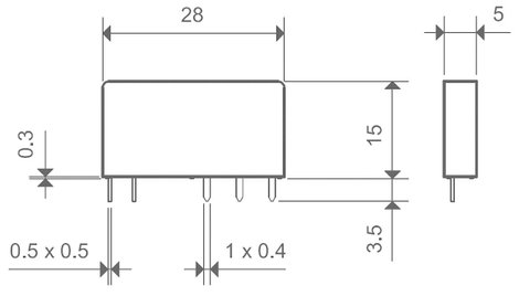 Keskeny dugasz-/nyák relé 24 V/DC 1 váltó, 6 A 24 V/DC/250 V/AC 1500 VA, Finder 34.51.7.024.5010 2. kép