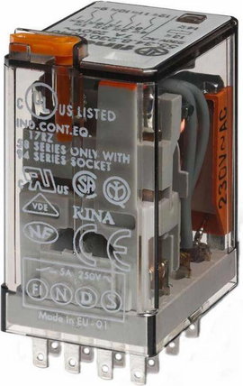 Miniatűr relé 110 V/AC 4 váltó 7 A 250 V/AC 7 A/250 V/AC, Finder 55.34.8.110.0040