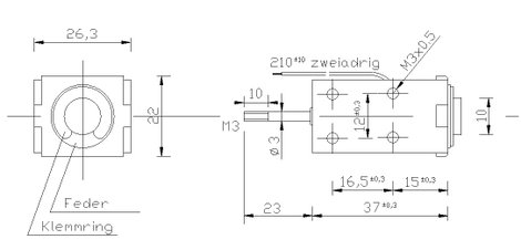 Patkómágnes M3, 24 V/DC, 0,1/70 N, HMA-2622d.002-24VDC,100% 2. kép